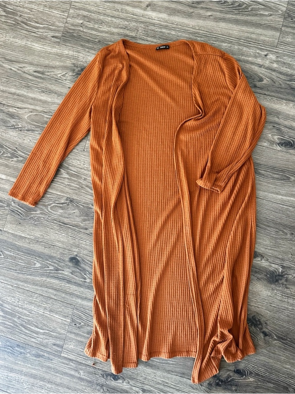 SHEIN Camel Long Knit Open Cardigan
